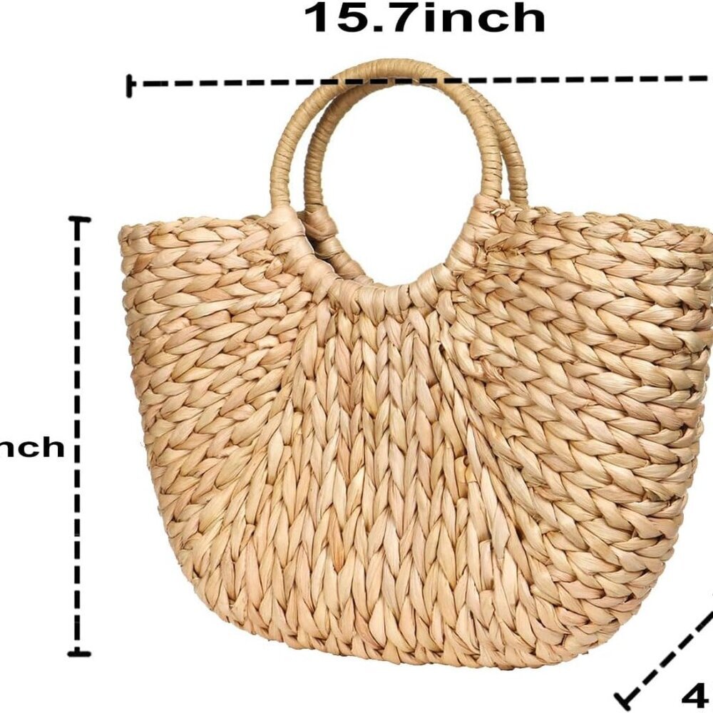 Womens Large Straw Beach Tote Hobo Summer Bag - Handwoven Straw Handbag - Picture 2 of 7